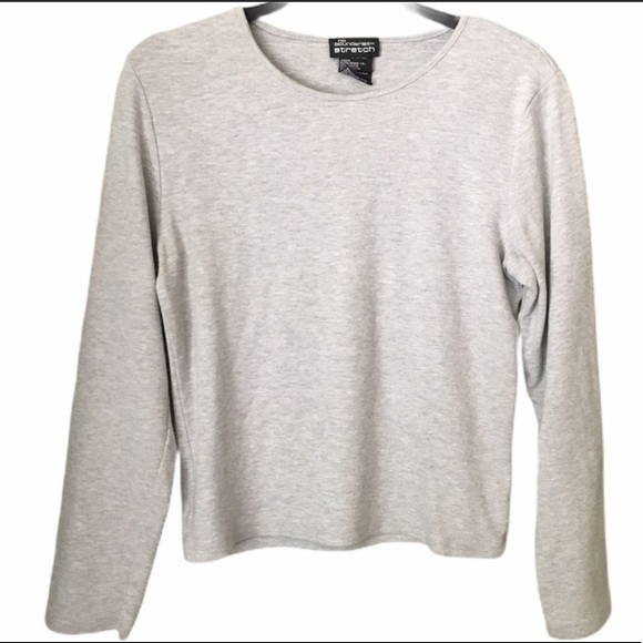 No Boundaries Gray Stretch Scoop Neck Long Sleeve Top - Picture 1 of 2